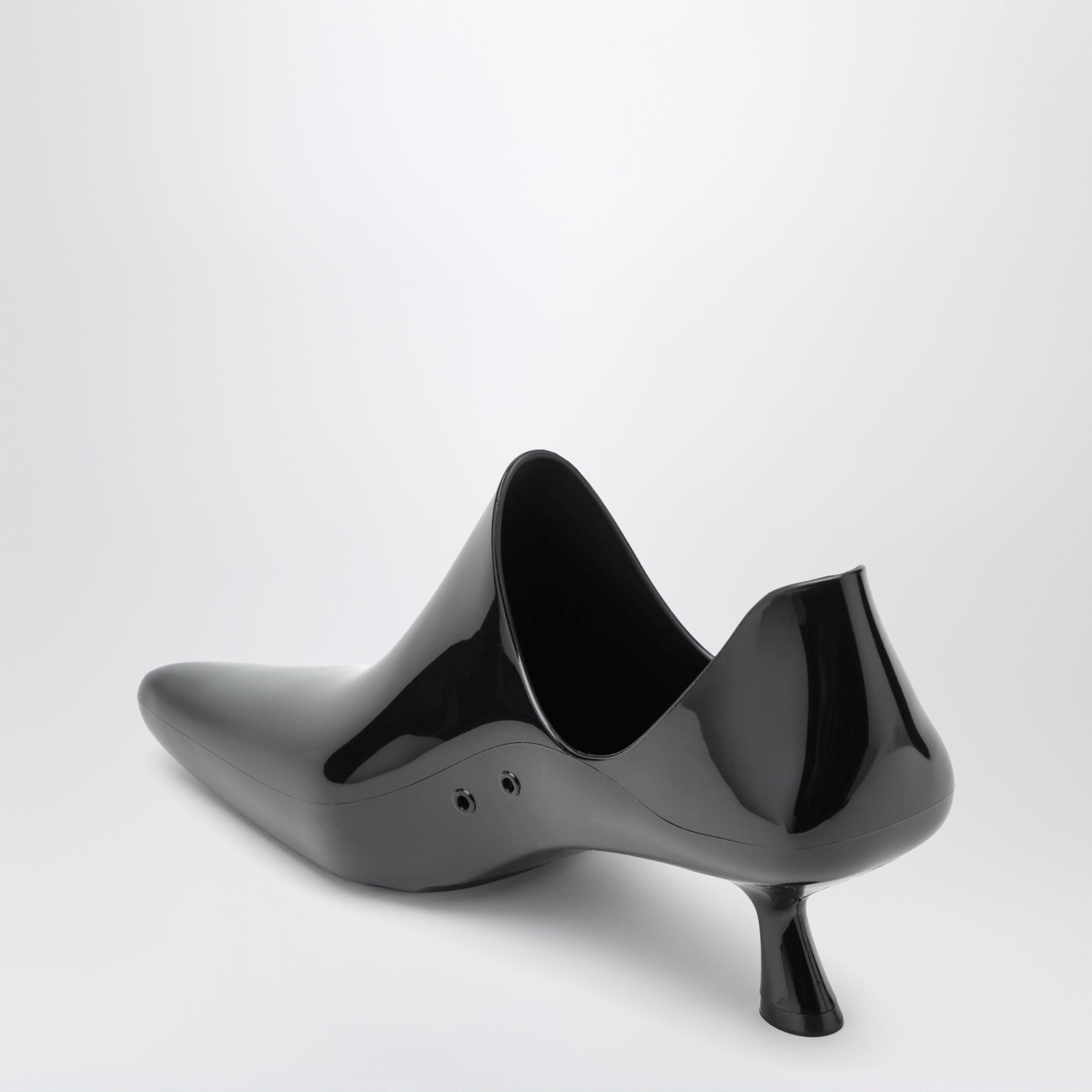 Emily Aqua ankle boots in glossy black PVC with multicolour socks
