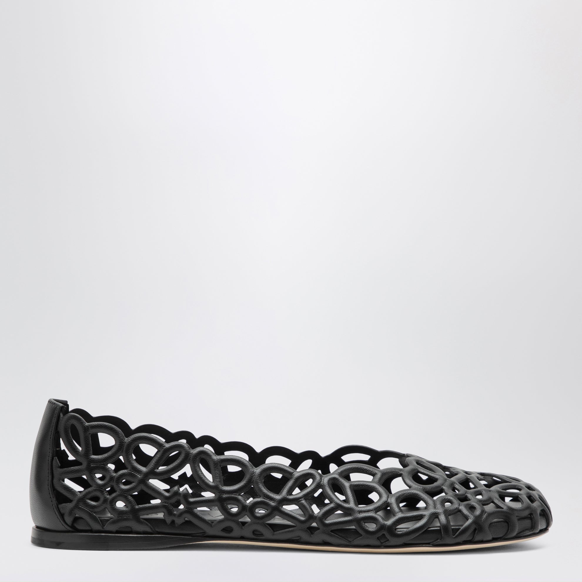 Schwarze Petal Anagram Ballerinas aus Leder