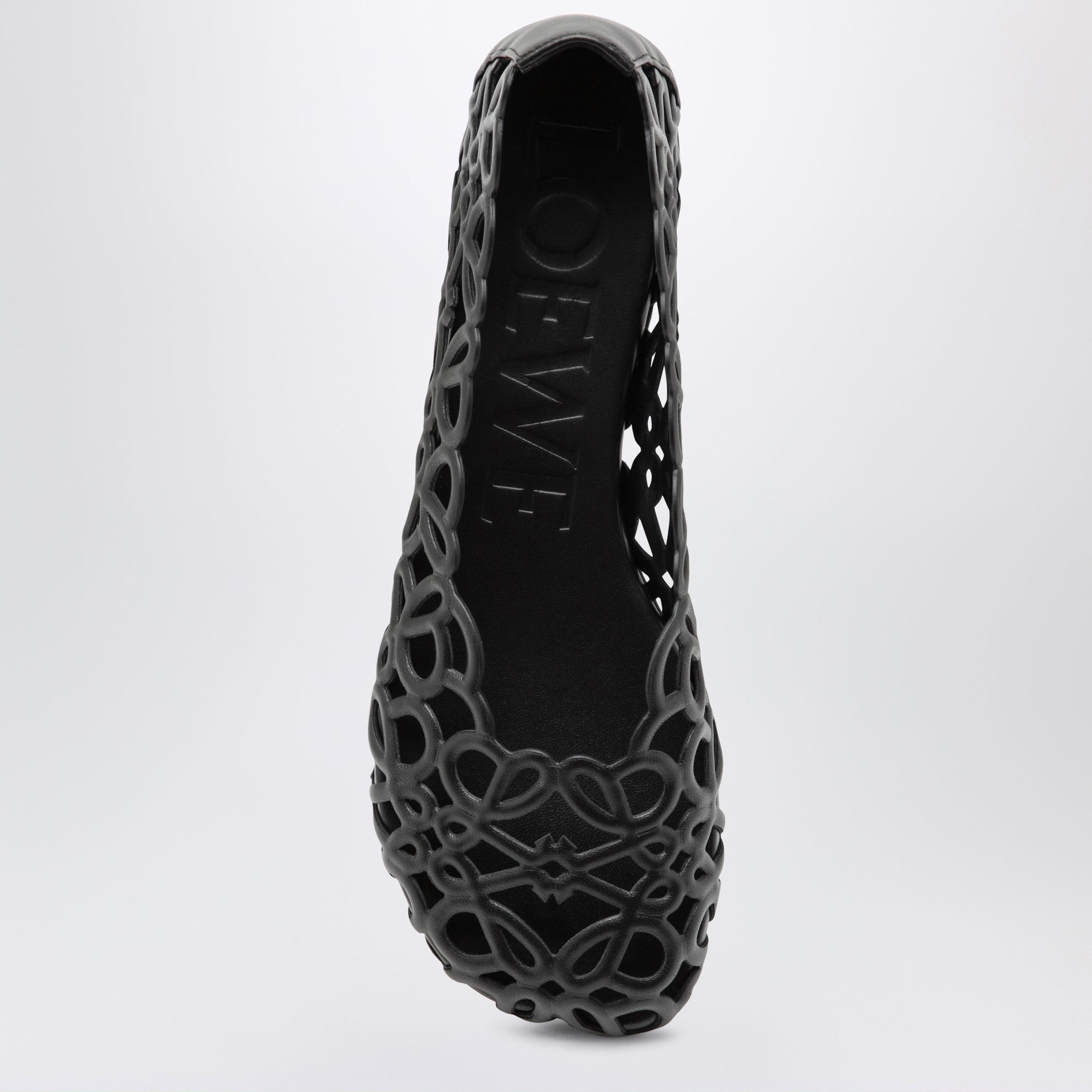 Schwarze Petal Anagram Ballerinas aus Leder