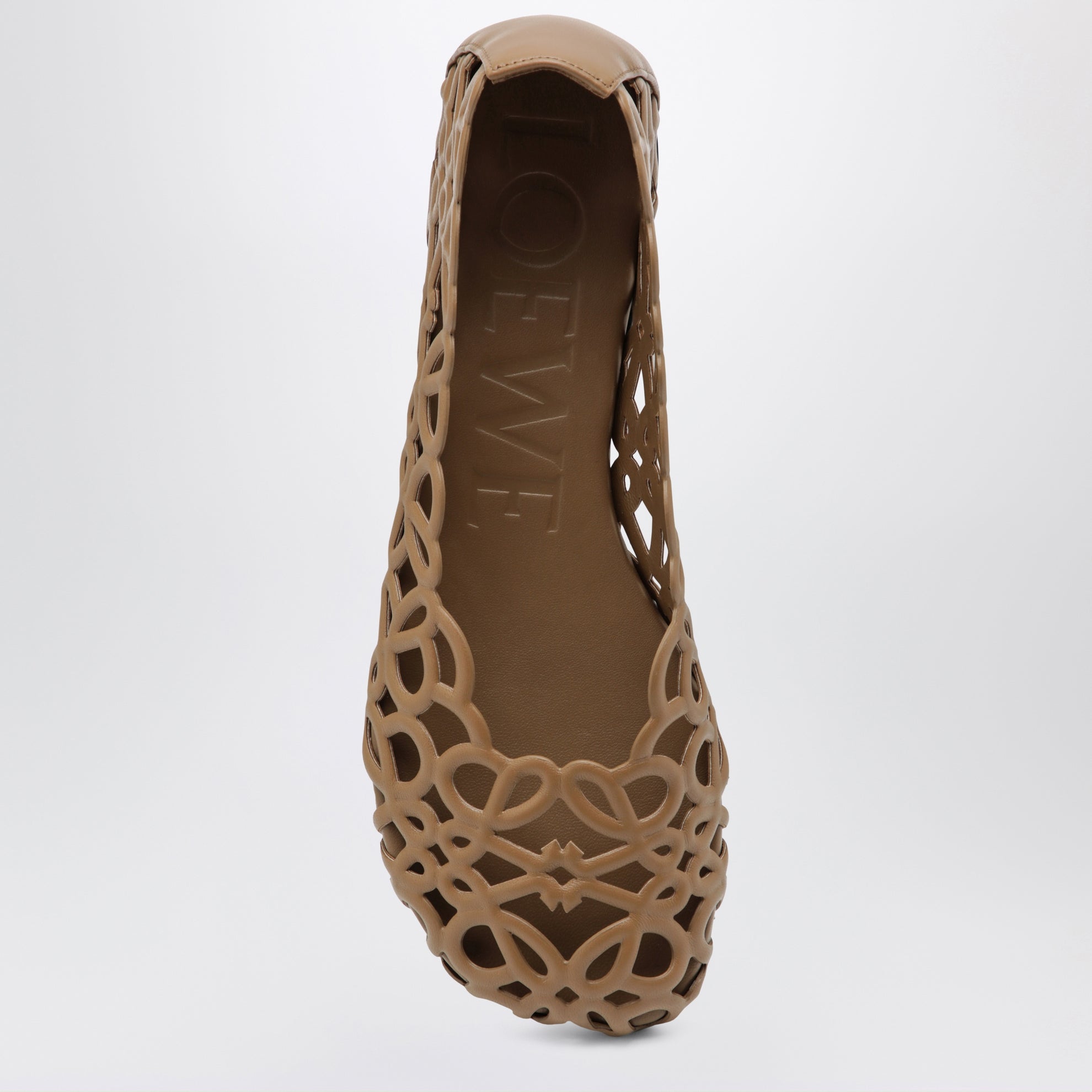 Brown Petal Anagram leather ballet flats