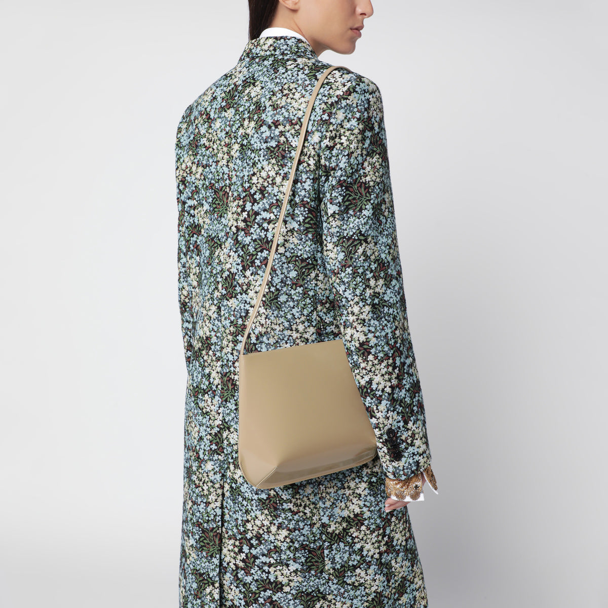 Borsa Loge beige chiara in pelle spazzolata
