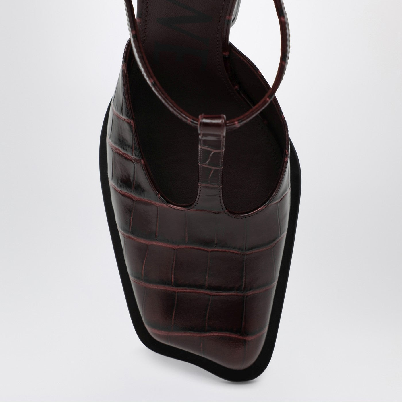 Burgundy Onda T-bar pumps in embossed leather
