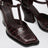 Burgundy Onda T-bar pumps in embossed leather