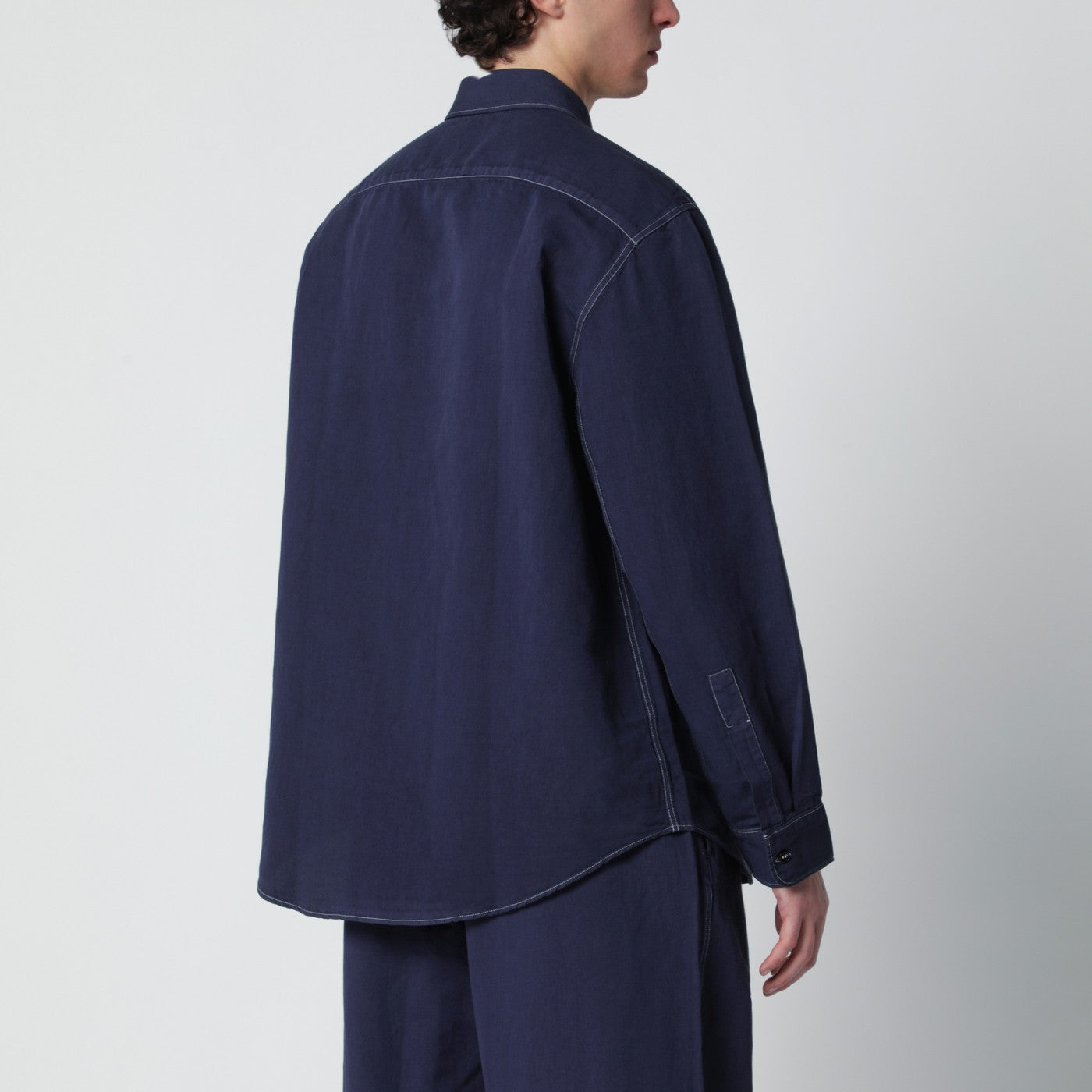 Louro shirt indigo blue in cotton and linen