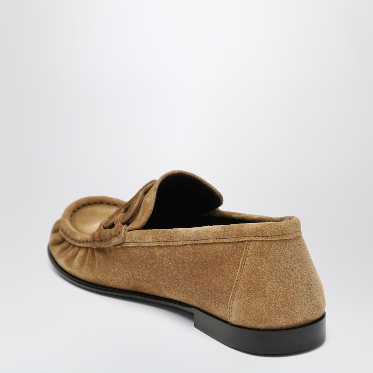 Hellkaramellfarbene Double L Loafer aus Veloursleder