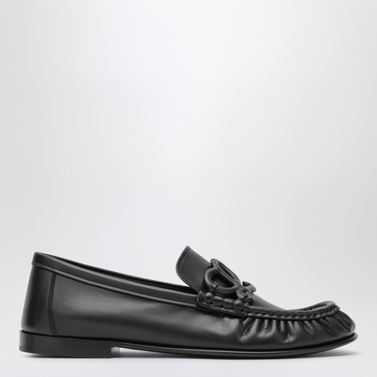 Mocassins Double L noirs en cuir de veau