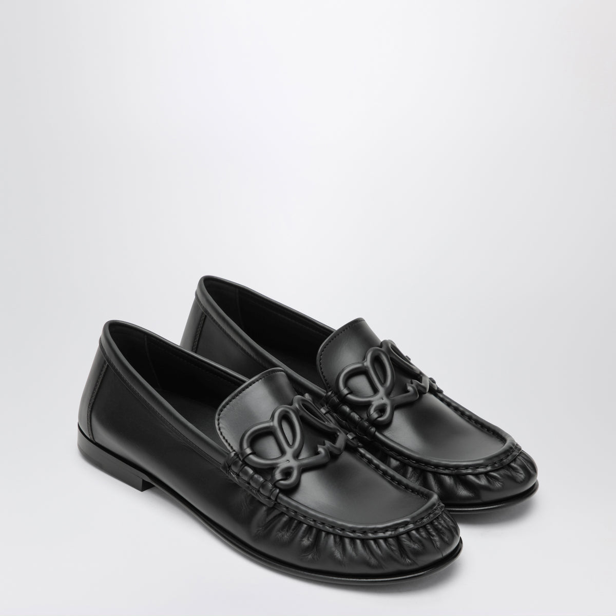Mocassins Double L noirs en cuir de veau