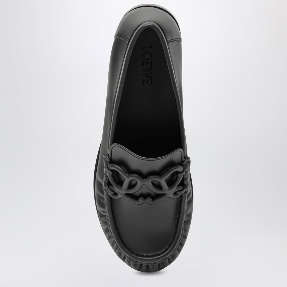 Mocassins Double L noirs en cuir de veau