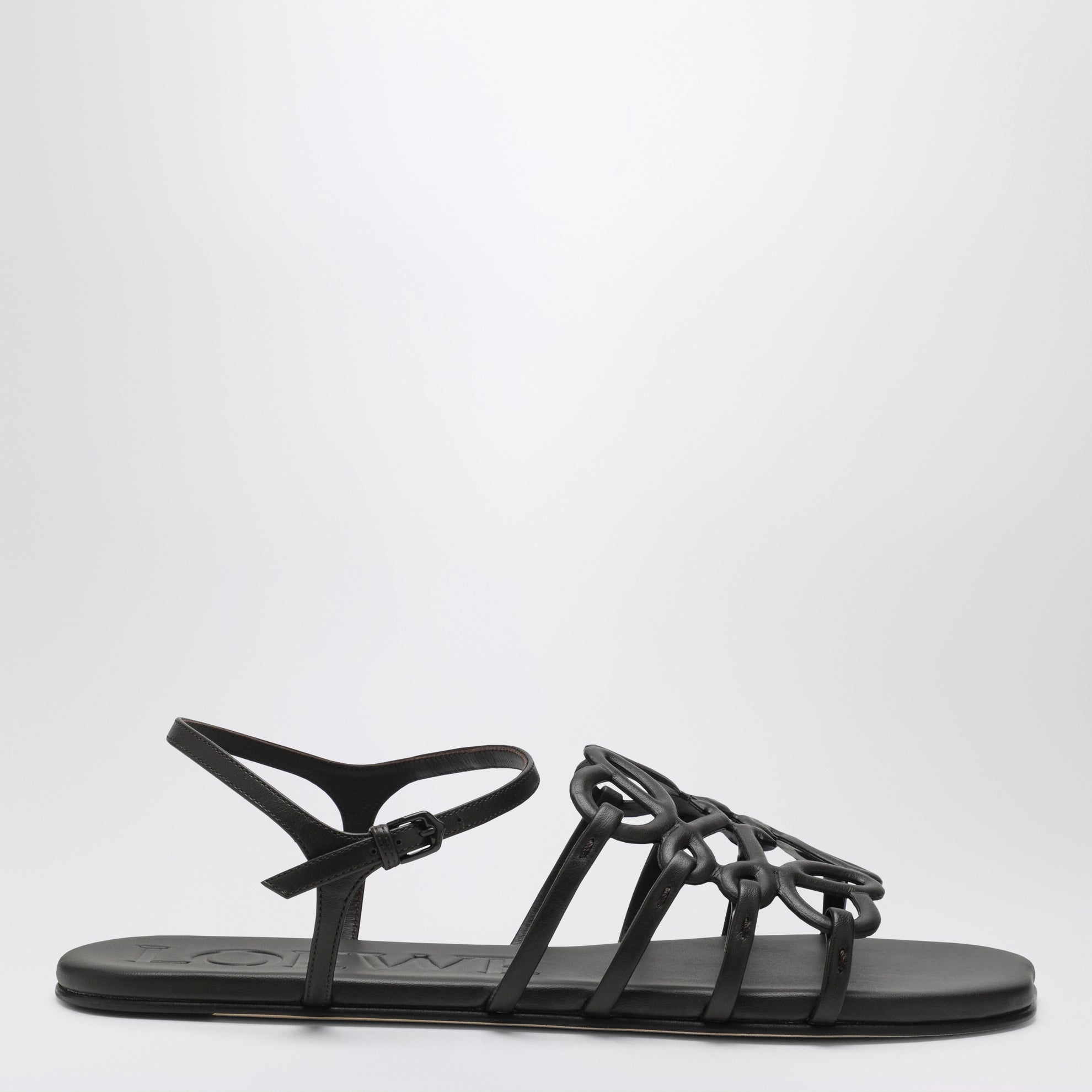 Dark brown leather Petal Anagram sandals