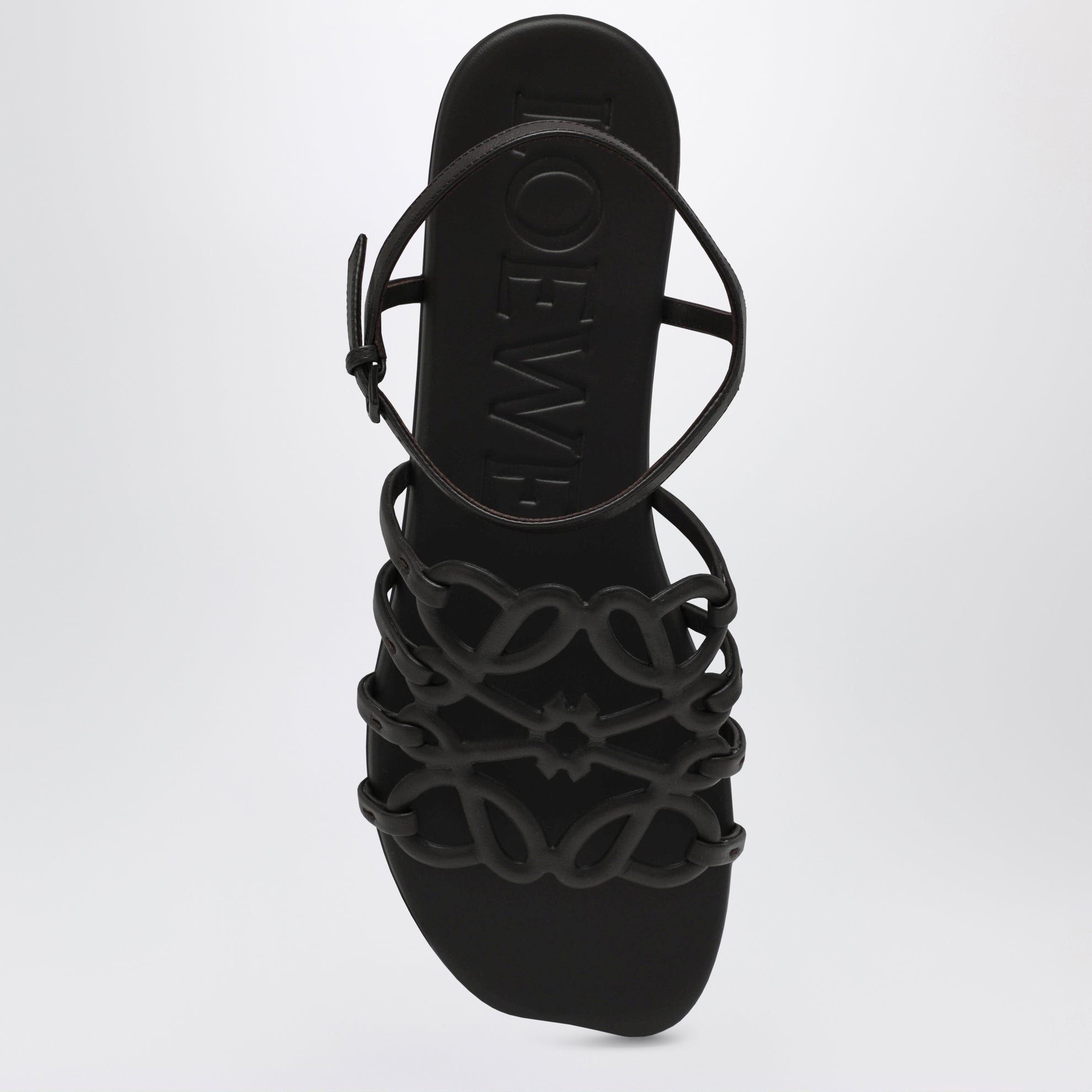 Dark brown leather Petal Anagram sandals
