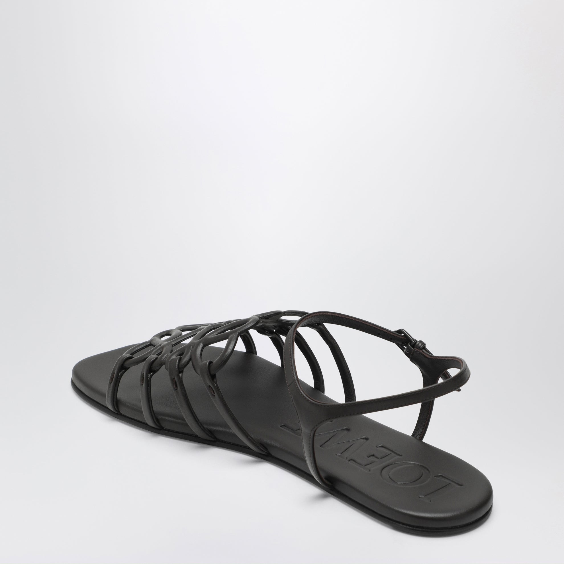 Dark brown leather Petal Anagram sandals
