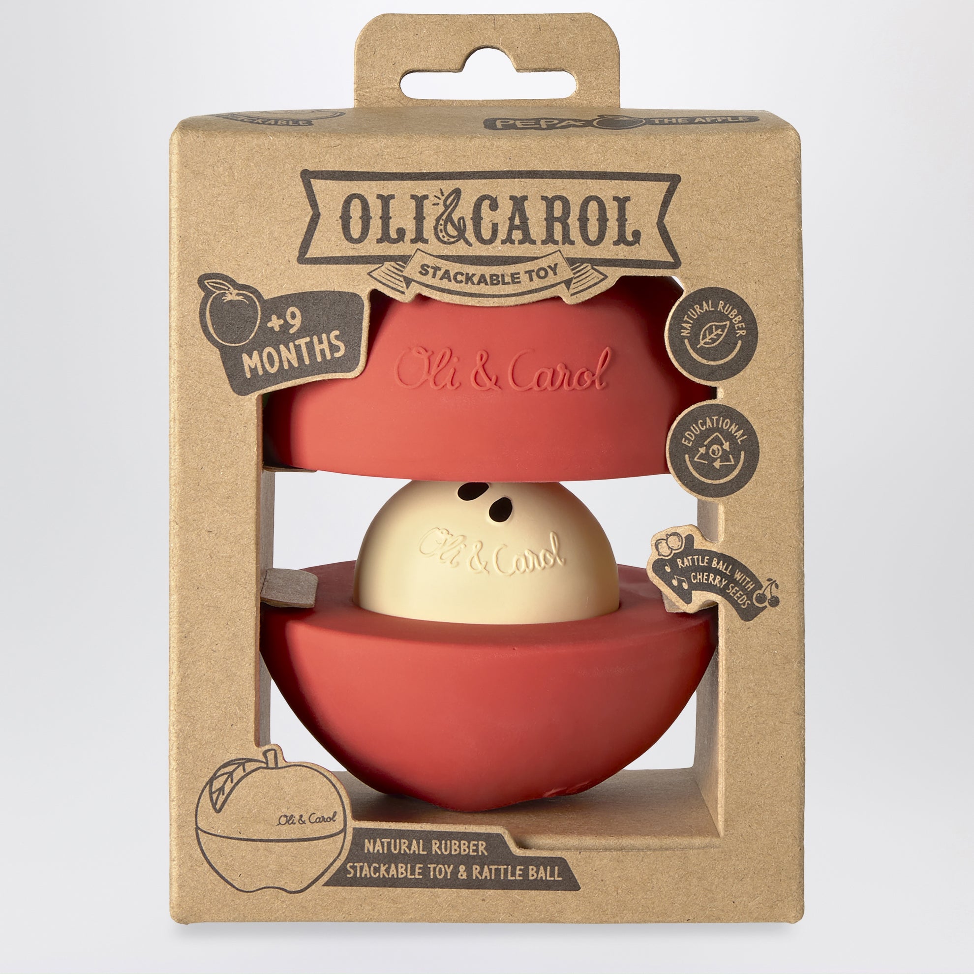 Apple stacking toy with rattle ball