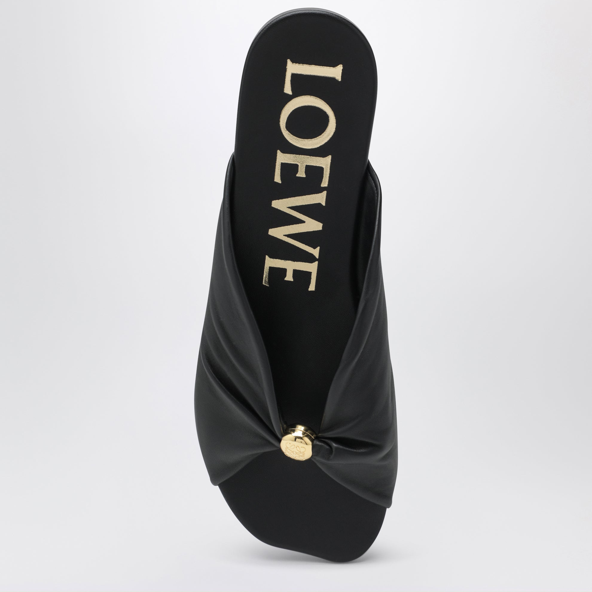 Slides Pebble Soft aus Lammnappa in Schwarz