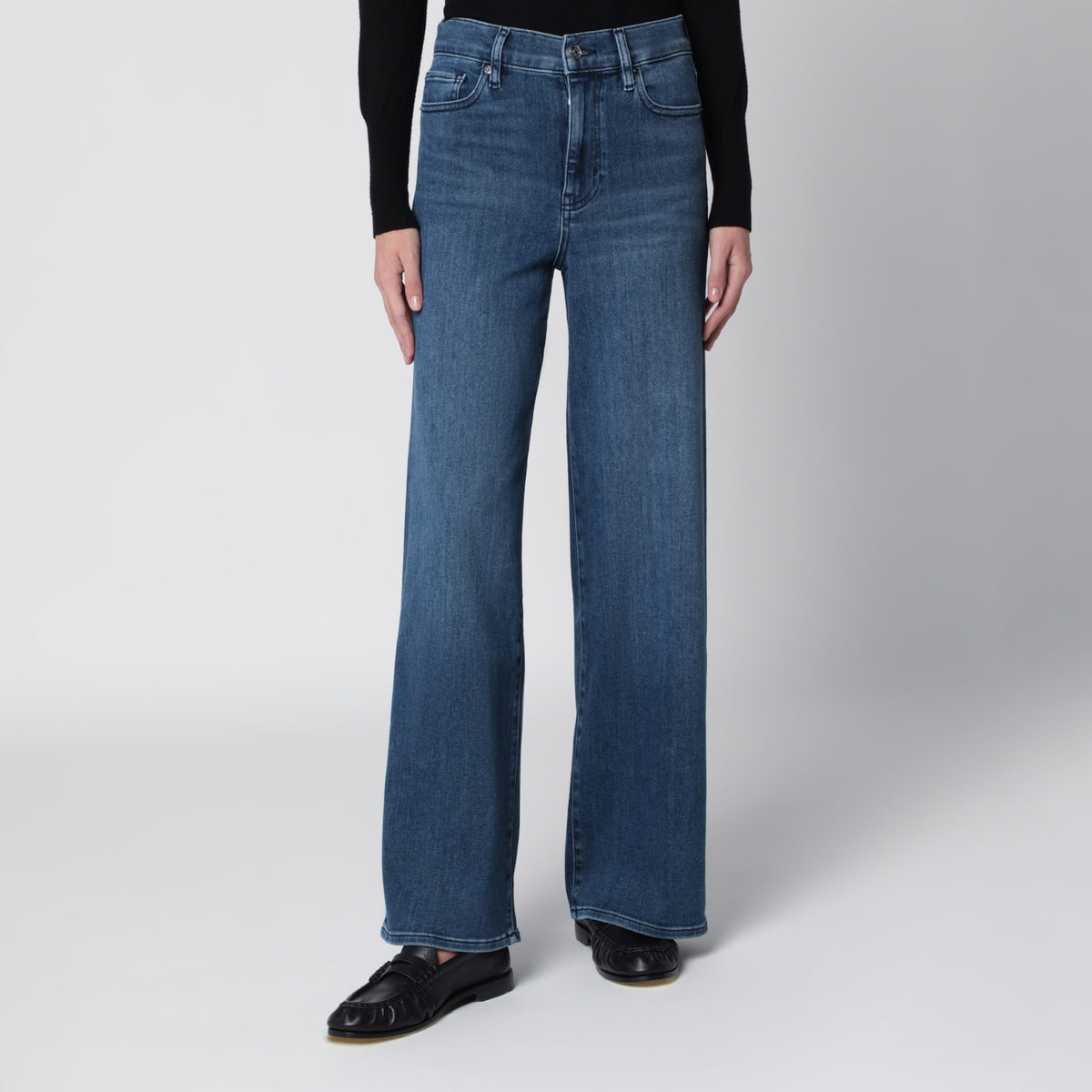 Le Slim Palazzo Jeans in Aubade aus Stretch-Denim