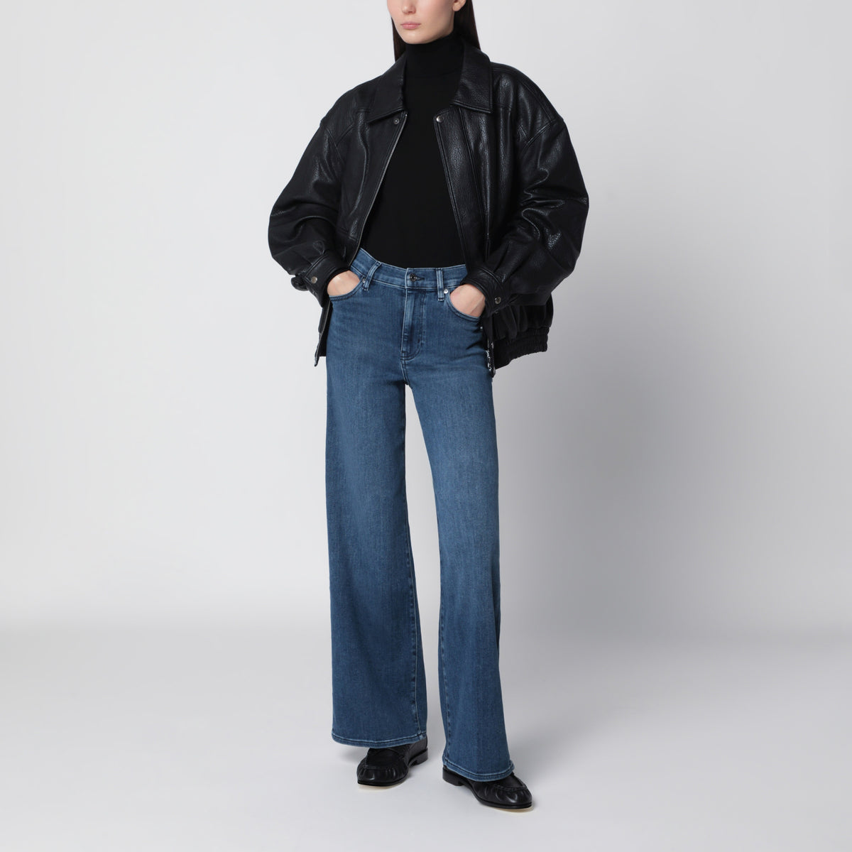 Le Slim Palazzo Jeans in Aubade aus Stretch-Denim