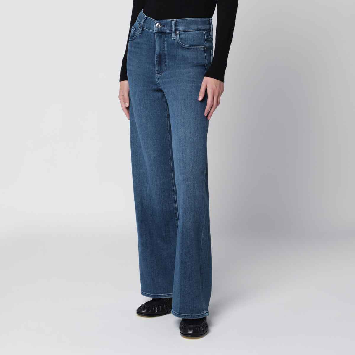 Le Slim Palazzo Jeans in Aubade aus Stretch-Denim