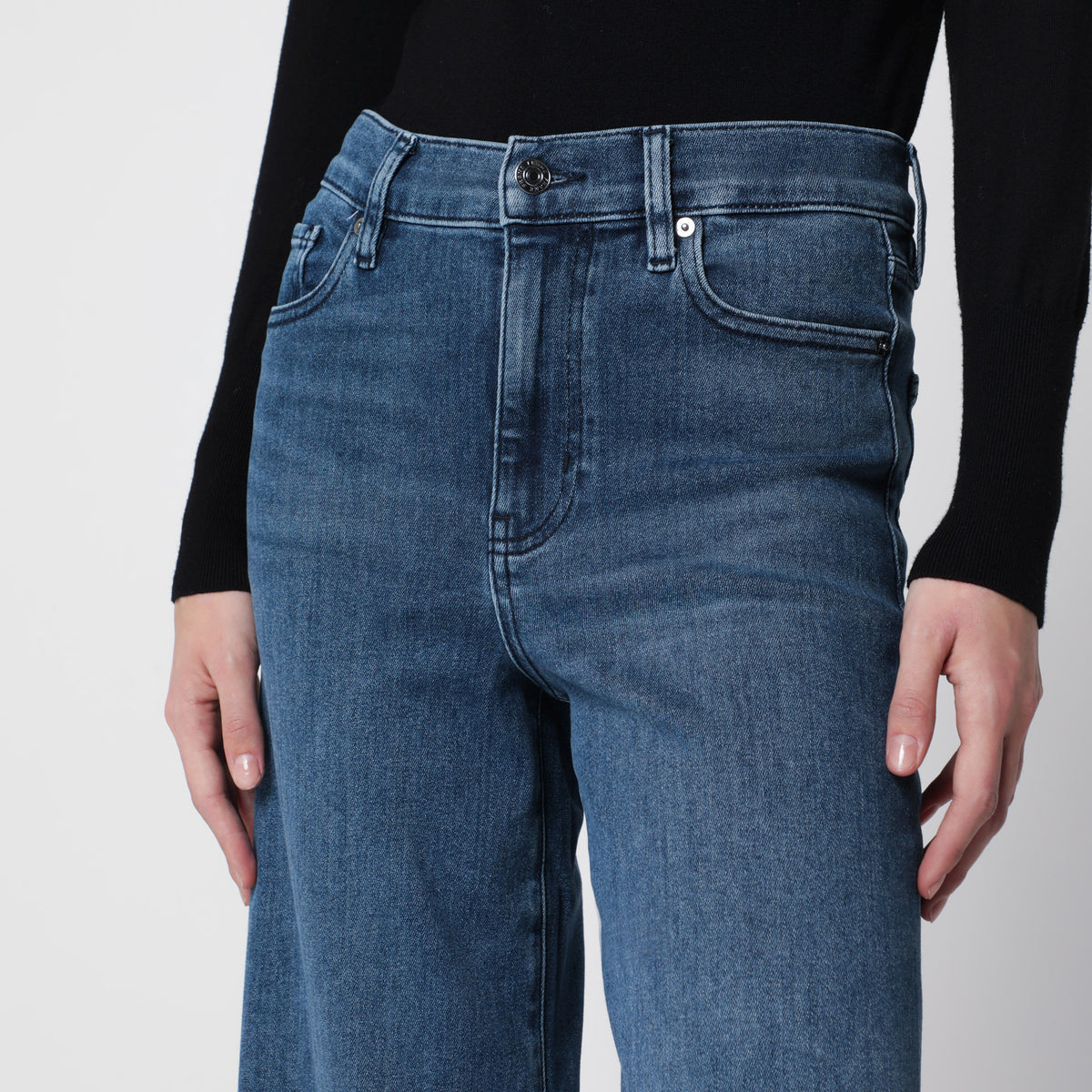 Le Slim Palazzo Jeans in Aubade aus Stretch-Denim