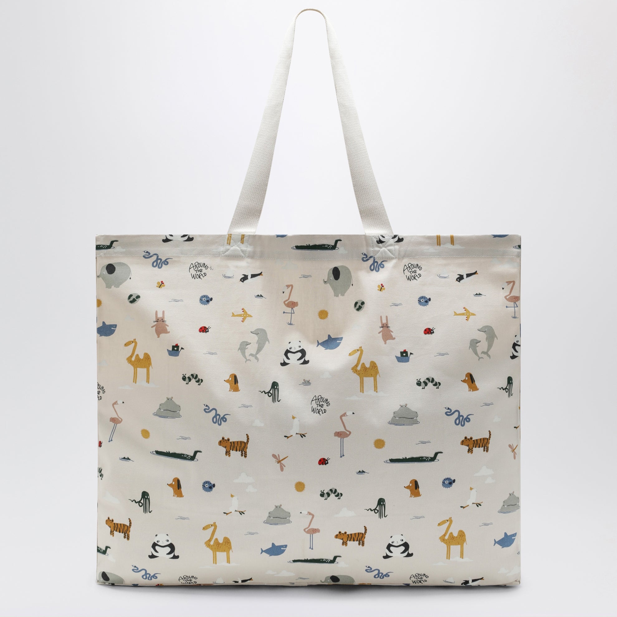 Cotton maxi tote bag with little animals