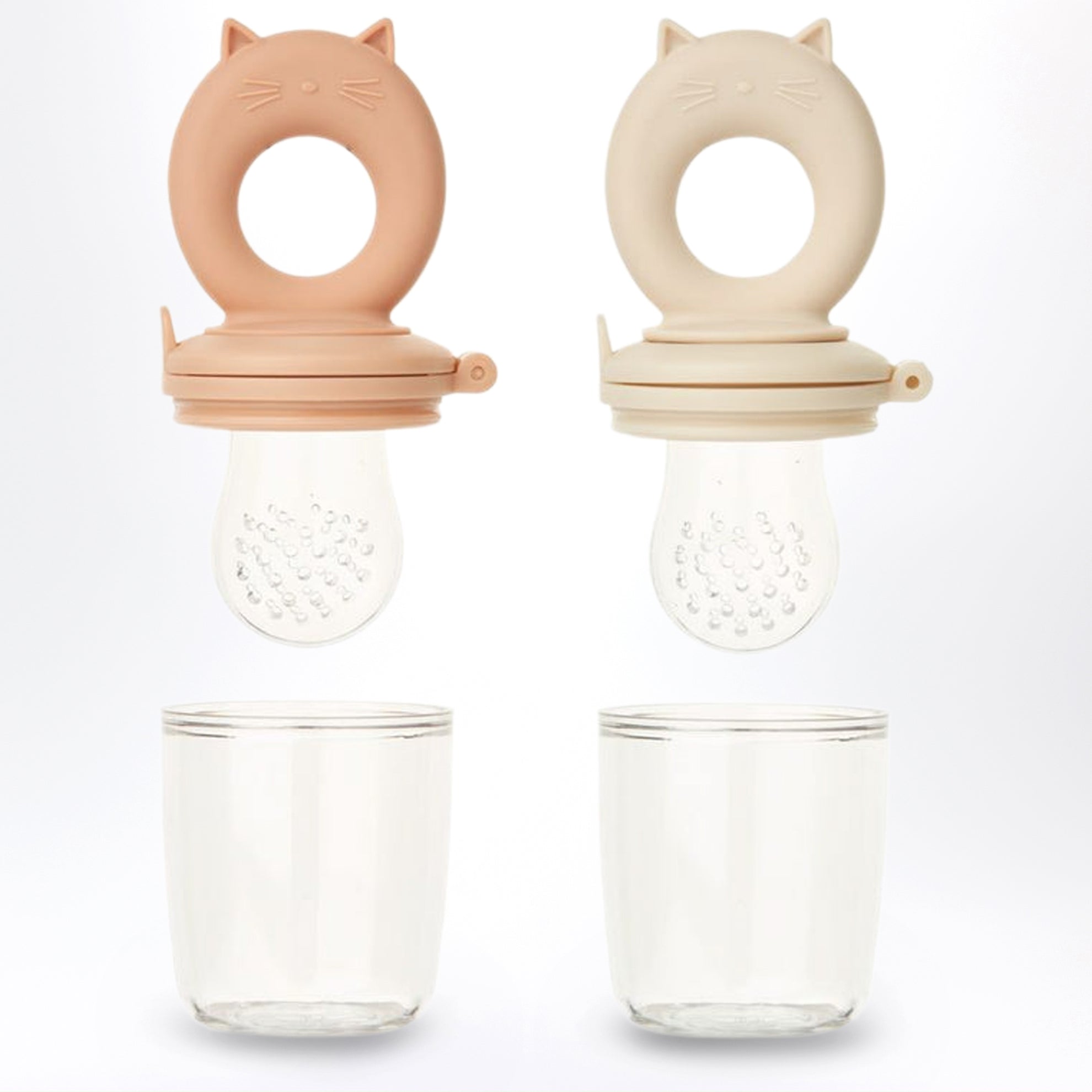 Set of two Miranda food containers in pink/ecru