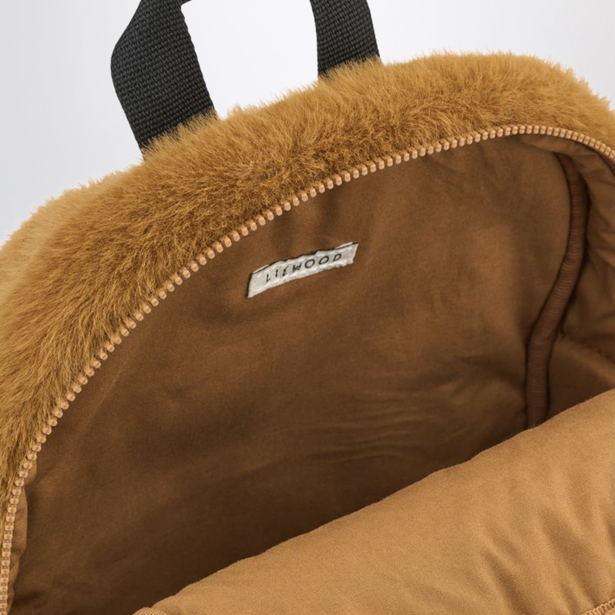 Karamellfarbener Denise Tiger Plüschrucksack