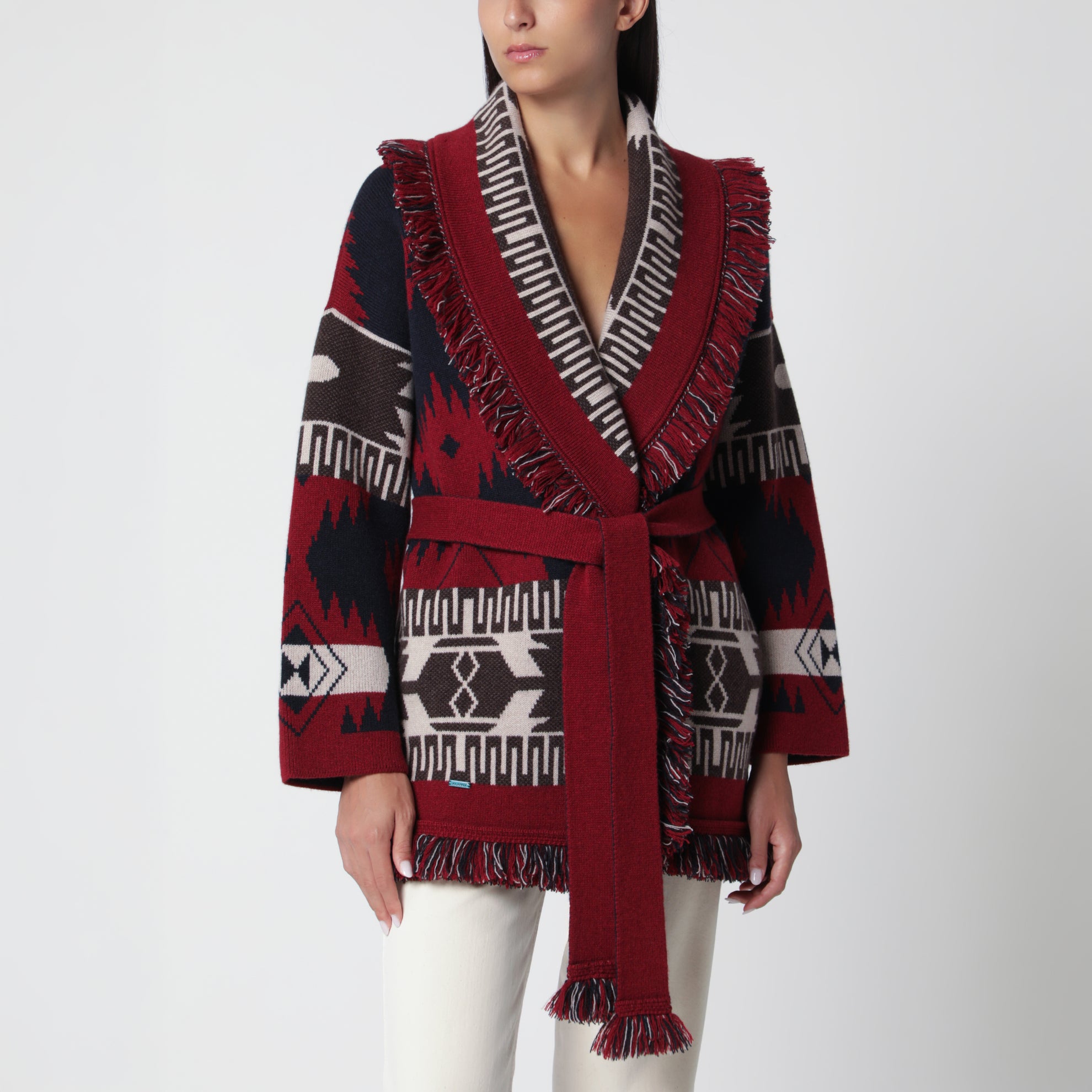 Cardigan Icon jacquard in navy blue cashmere