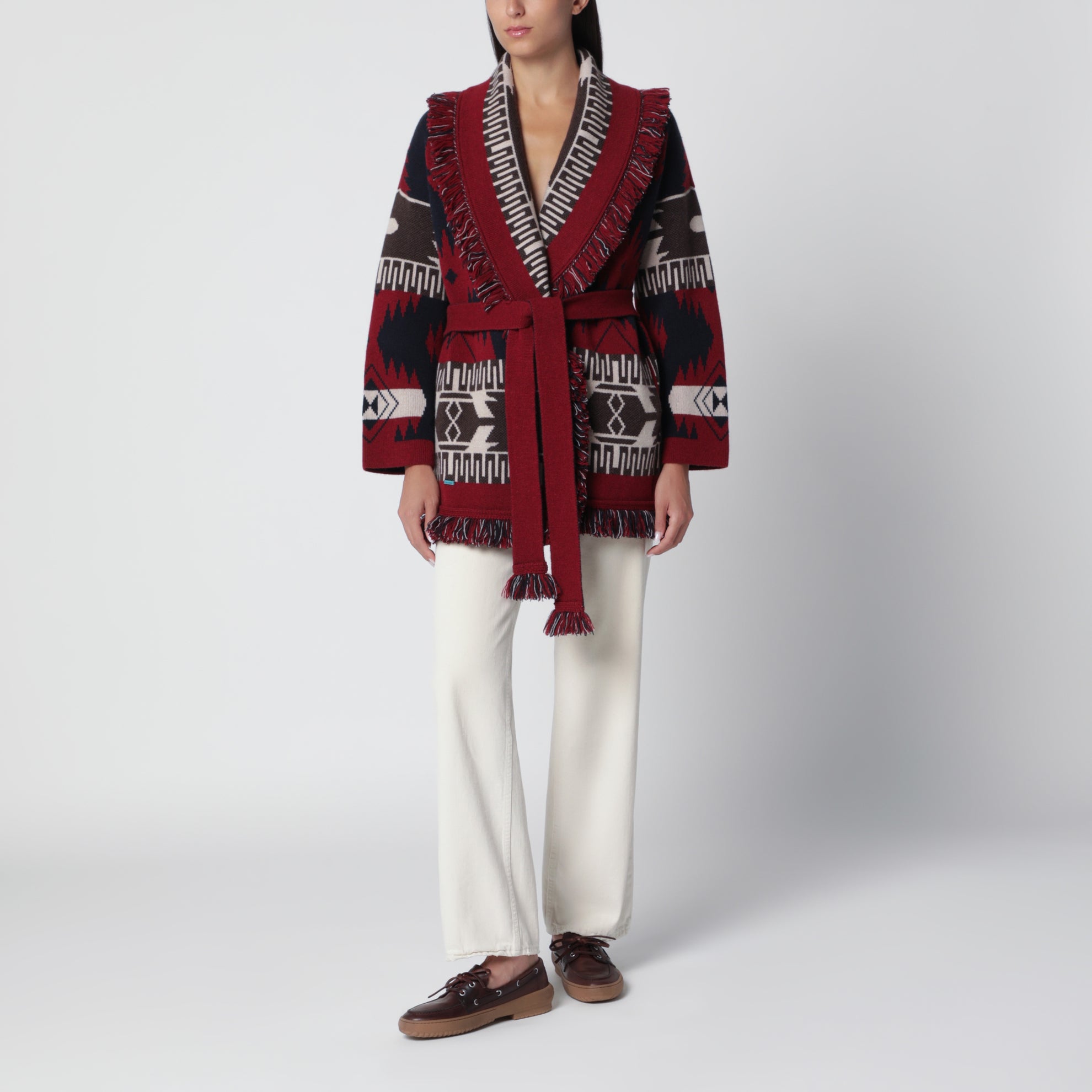 Cardigan Icon jacquard in navy blue cashmere