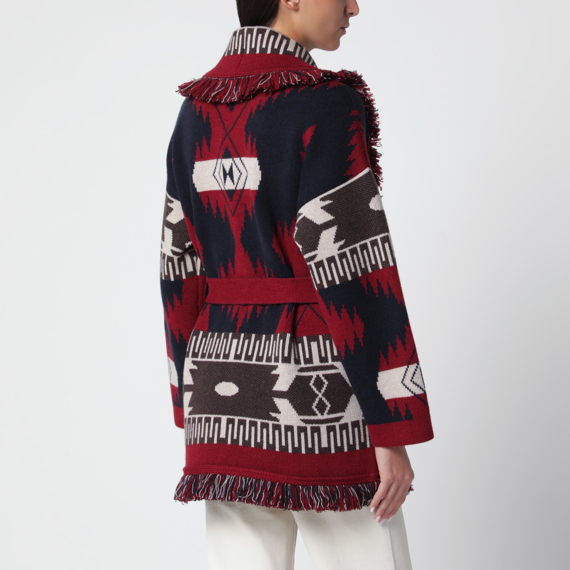 Cardigan Icon jacquard in navy blue cashmere