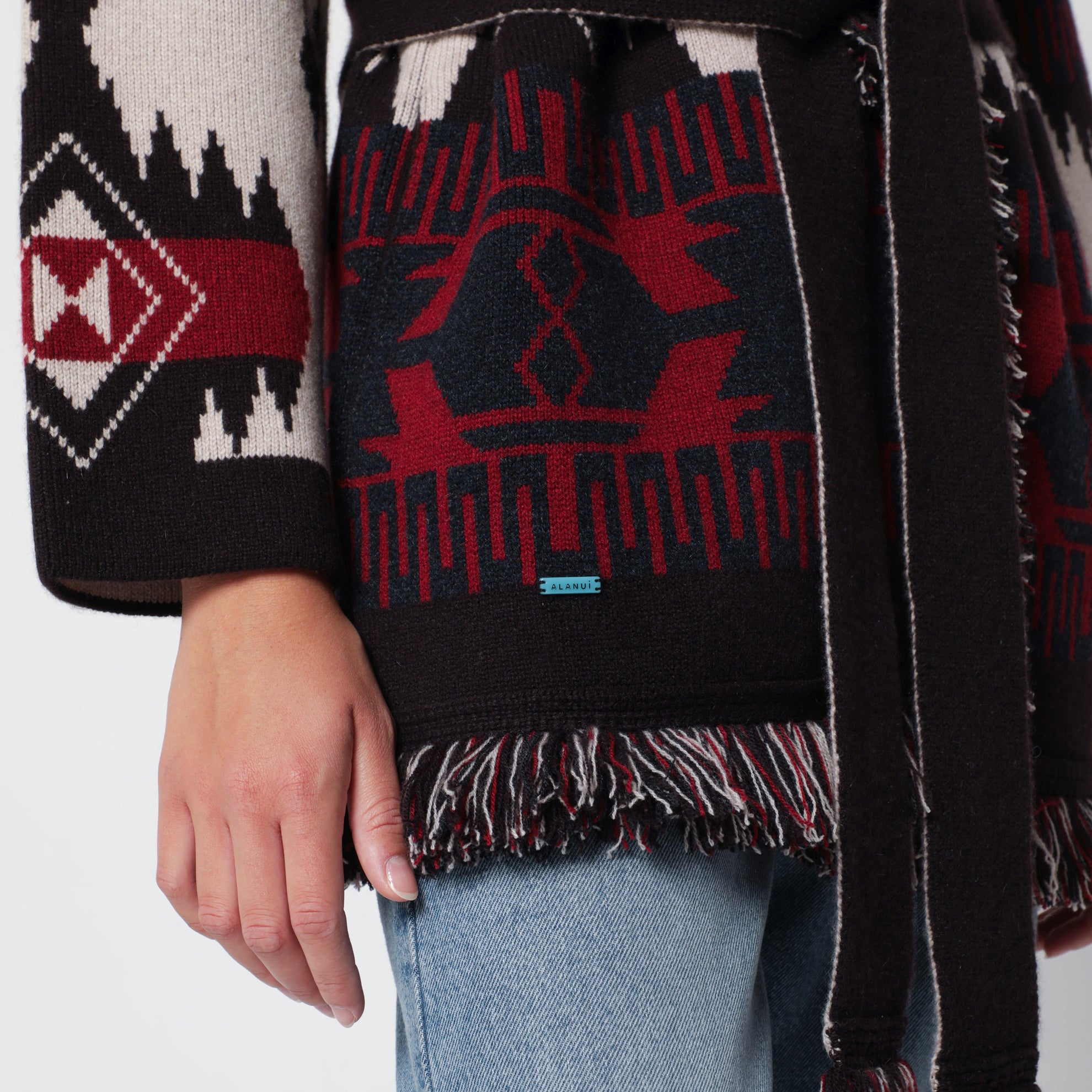 Cardigan Icon aus Jacquard-Kaschmir in Sandbraun