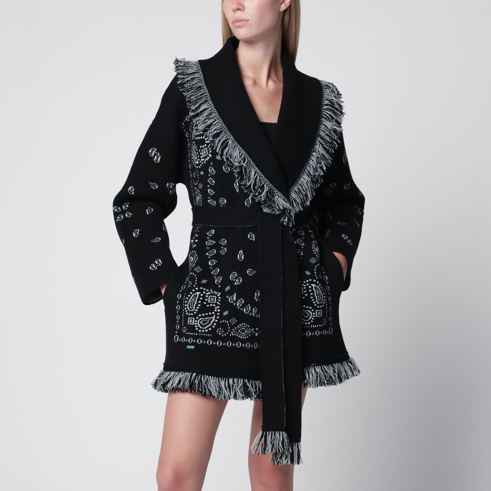 Cardigan jacquard Bandana noir