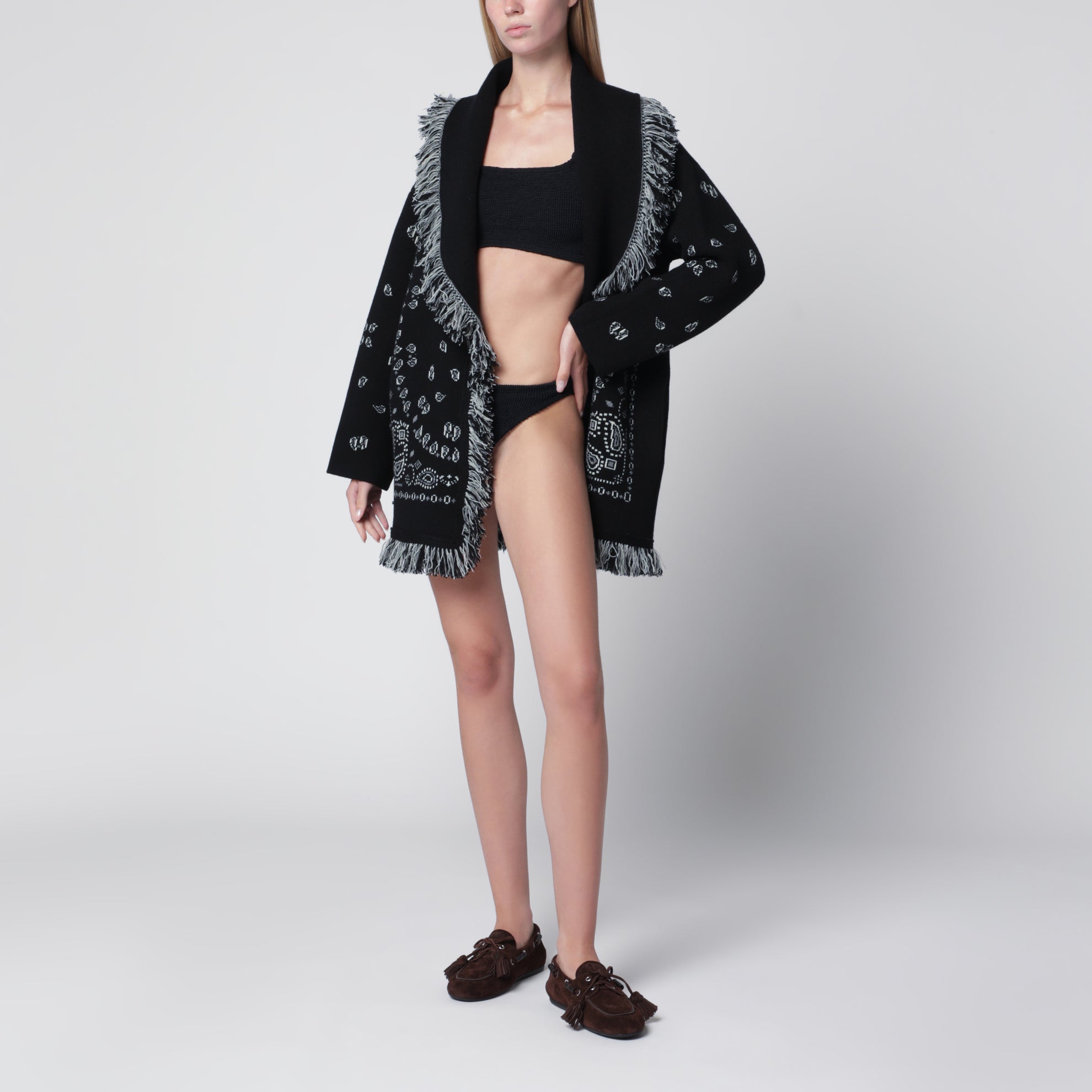 Cardigan jacquard Bandana noir