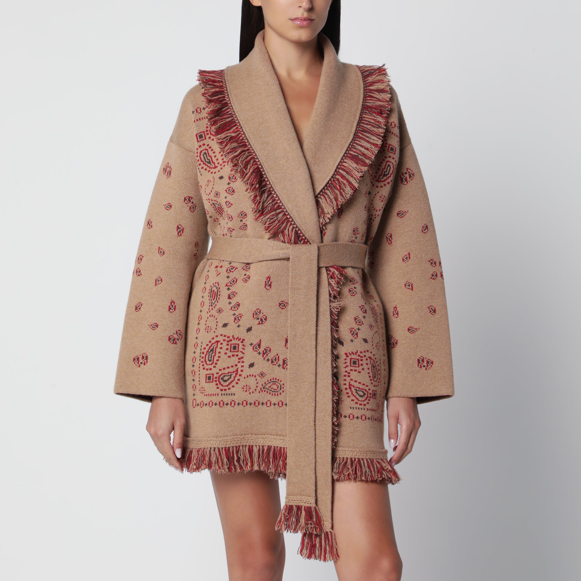 Cardigan jacquard bandana beige