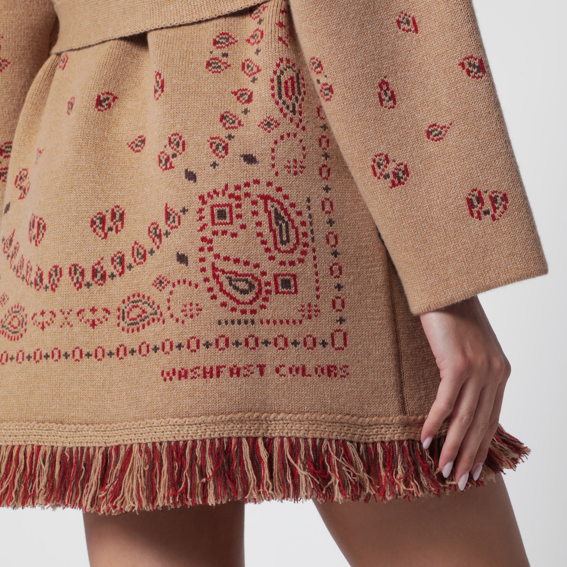 Cardigan jacquard bandana beige