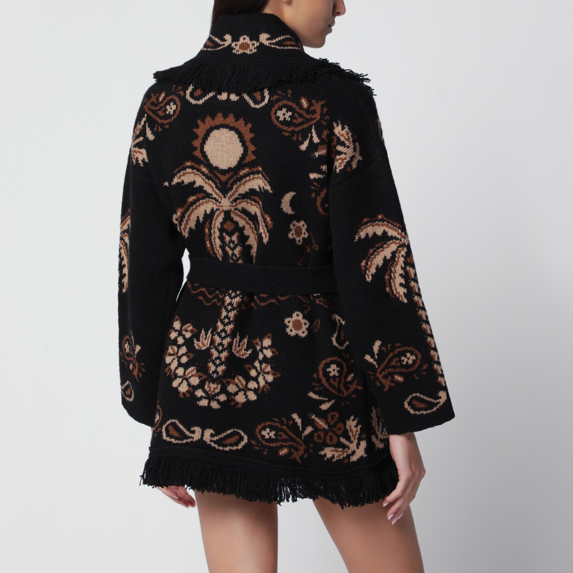 Cardigan Island Roots Foulard schwarz-beige aus Wollmix