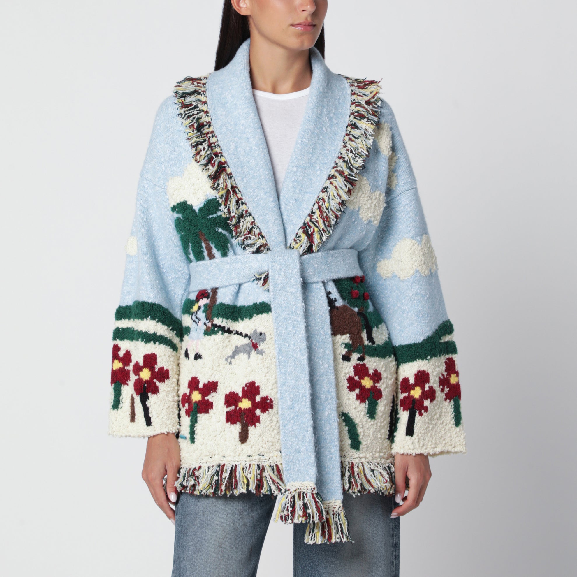 Cardigan Casa Alanui azzurro in misto lana