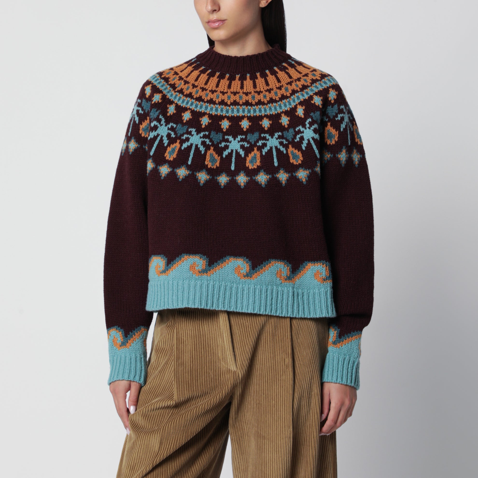Pull Sweet Winter bordeaux en laine vierge