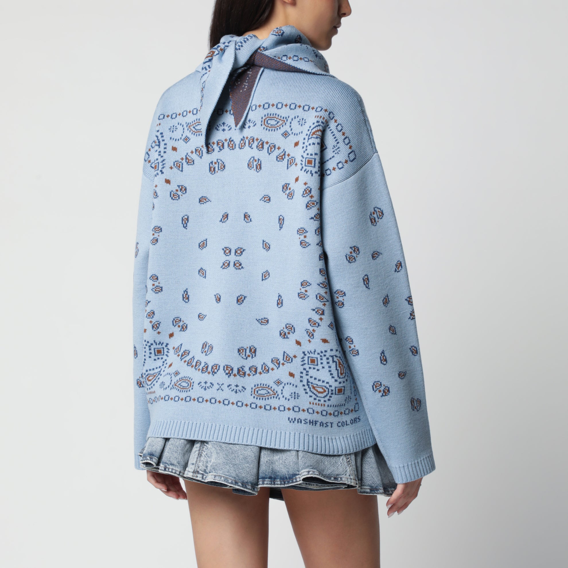 Maglione con motivo jacquard bandana azzurro