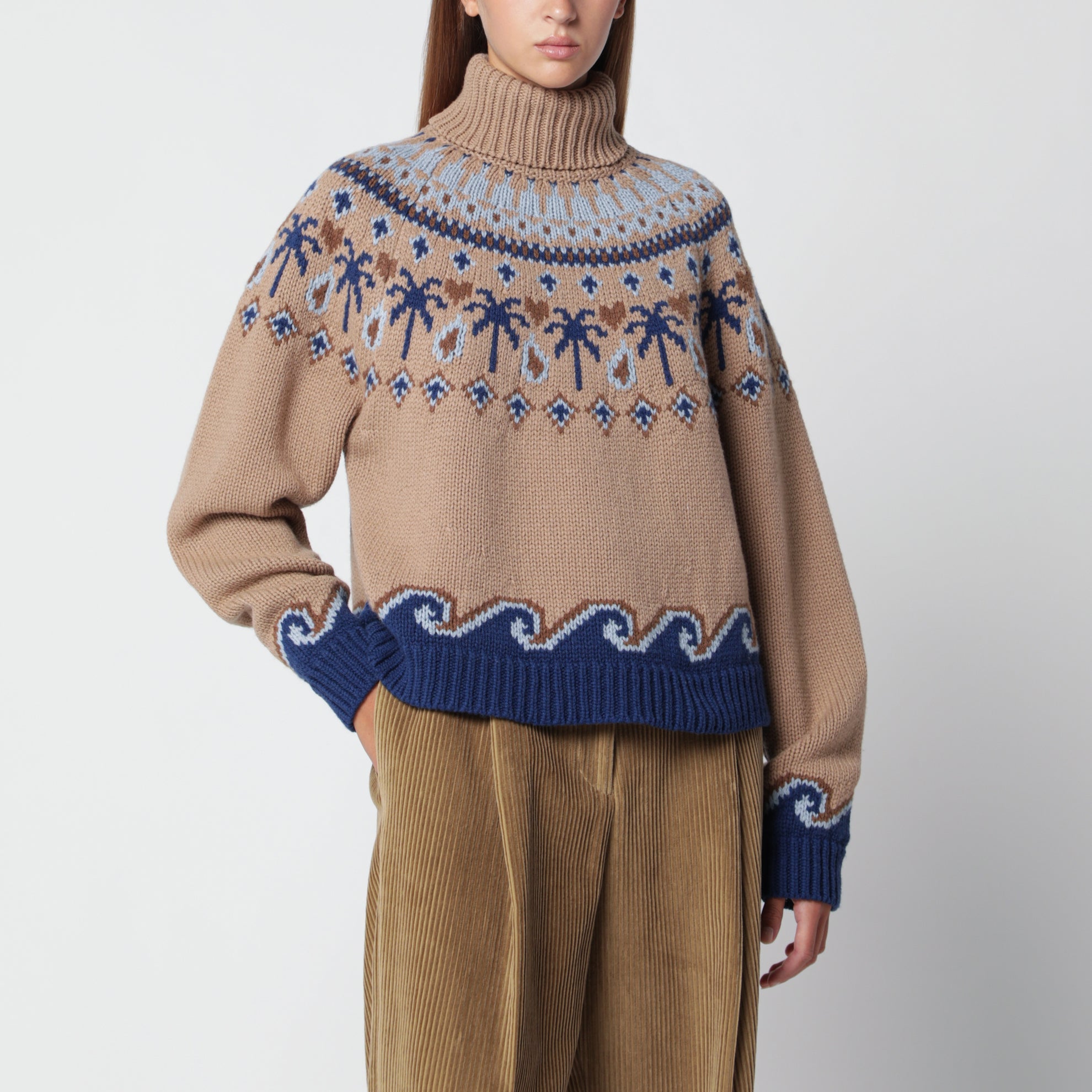 Dolcevita Sweet Winter beige e blu in lana