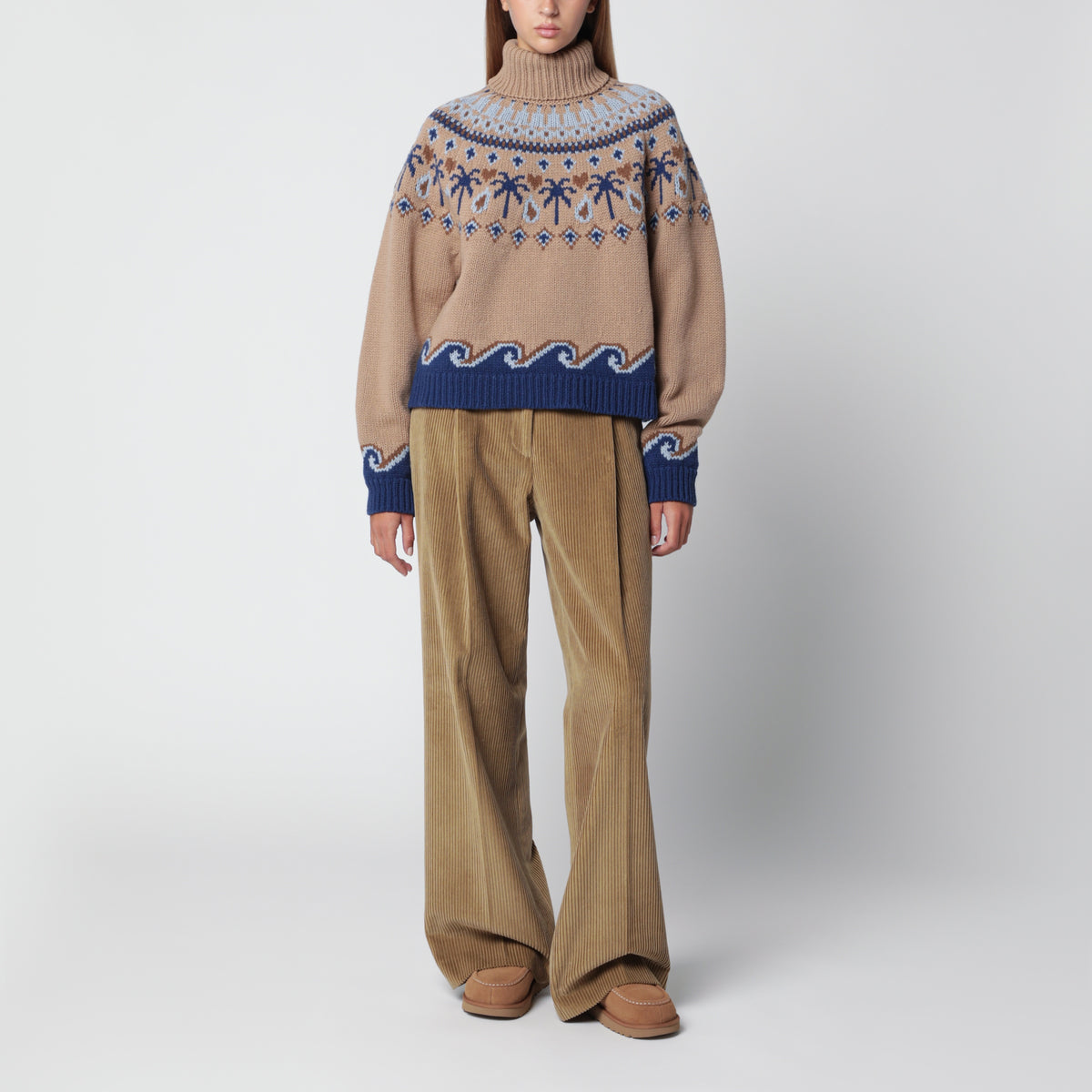 Dolcevita Sweet Winter beige e blu in lana