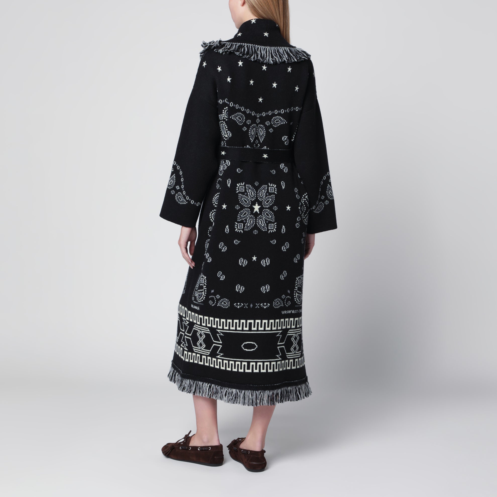 Cardigan long jacquard Bandana noir