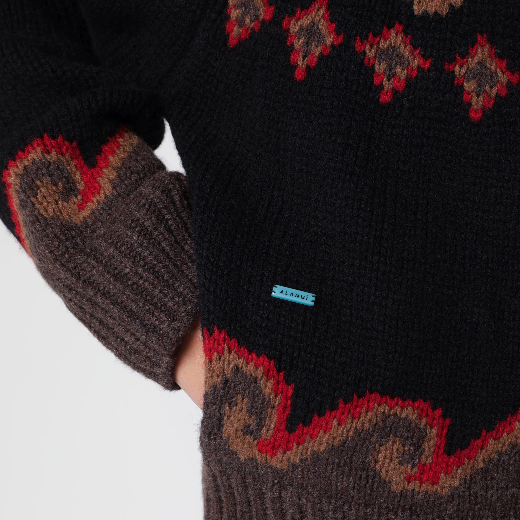 Schwarzer Jacquard-Cardigan aus Wolle