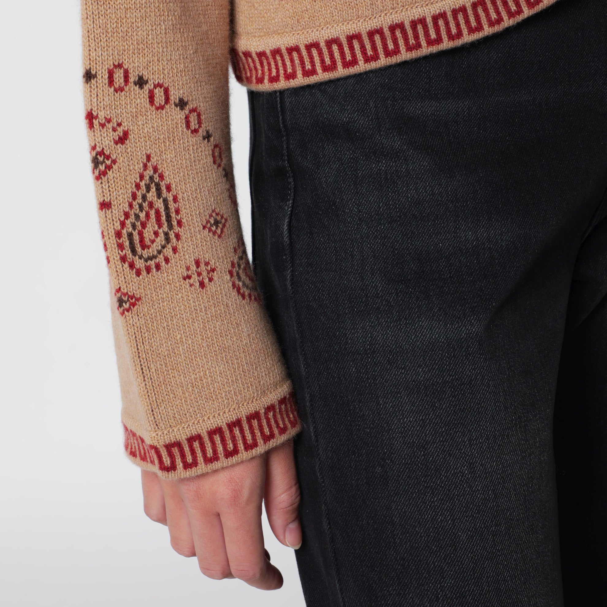 Veste Bandana en jacquard de laine beige multicolore
