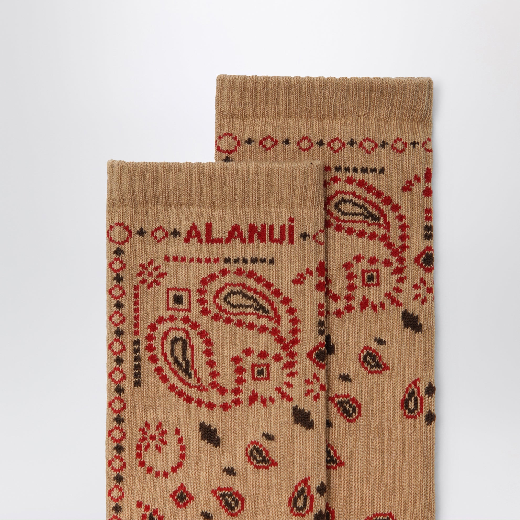 Calzini con motivo bandana in misto cotone beige
