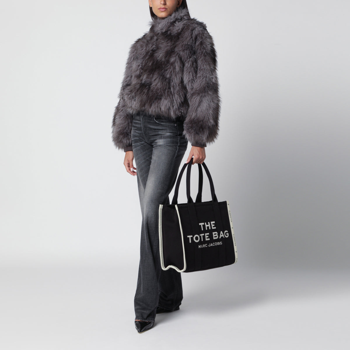 Schwarze The Large Tote Bag aus Canvas