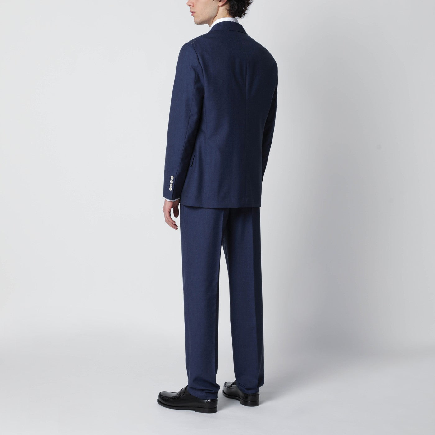 Blue single-breasted wool suit