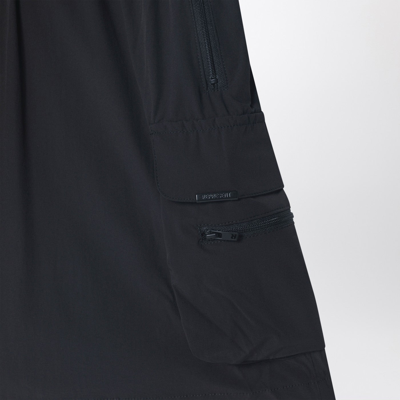 Black nylon-blend shorts