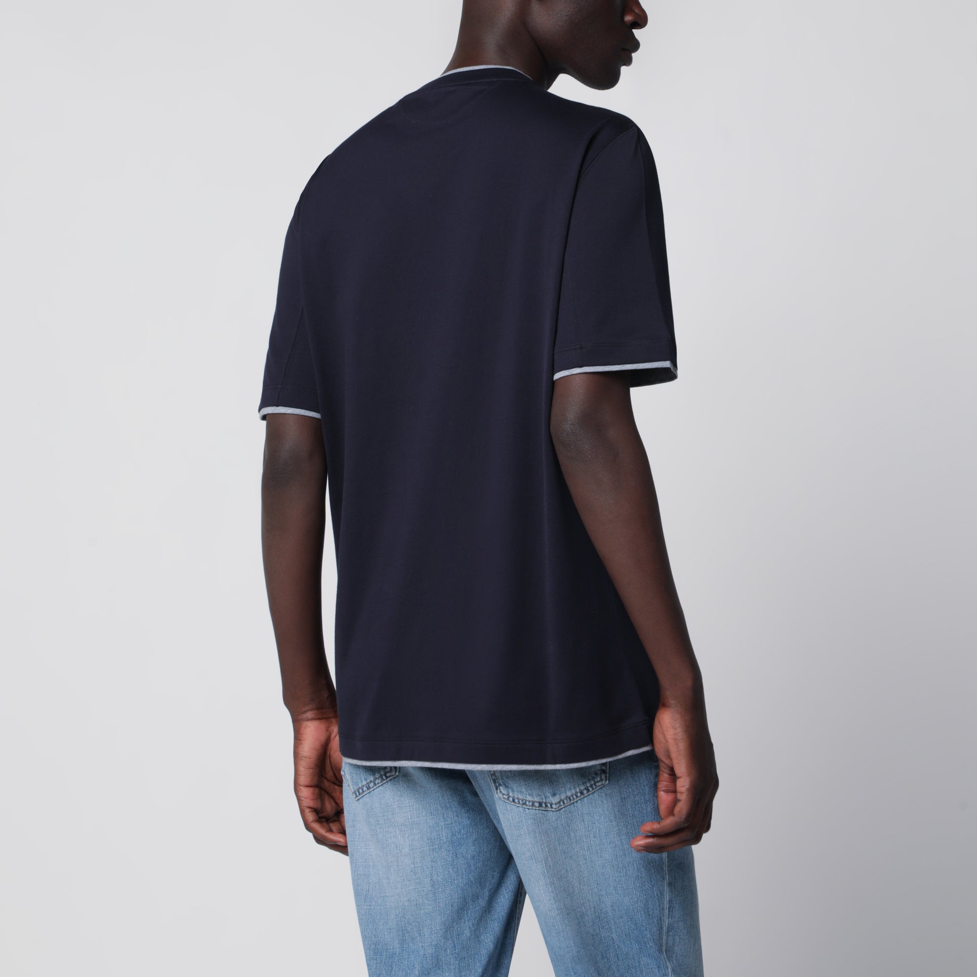 T-Shirt mit Rundhals aus Baumwolljersey in Kobaltblau
