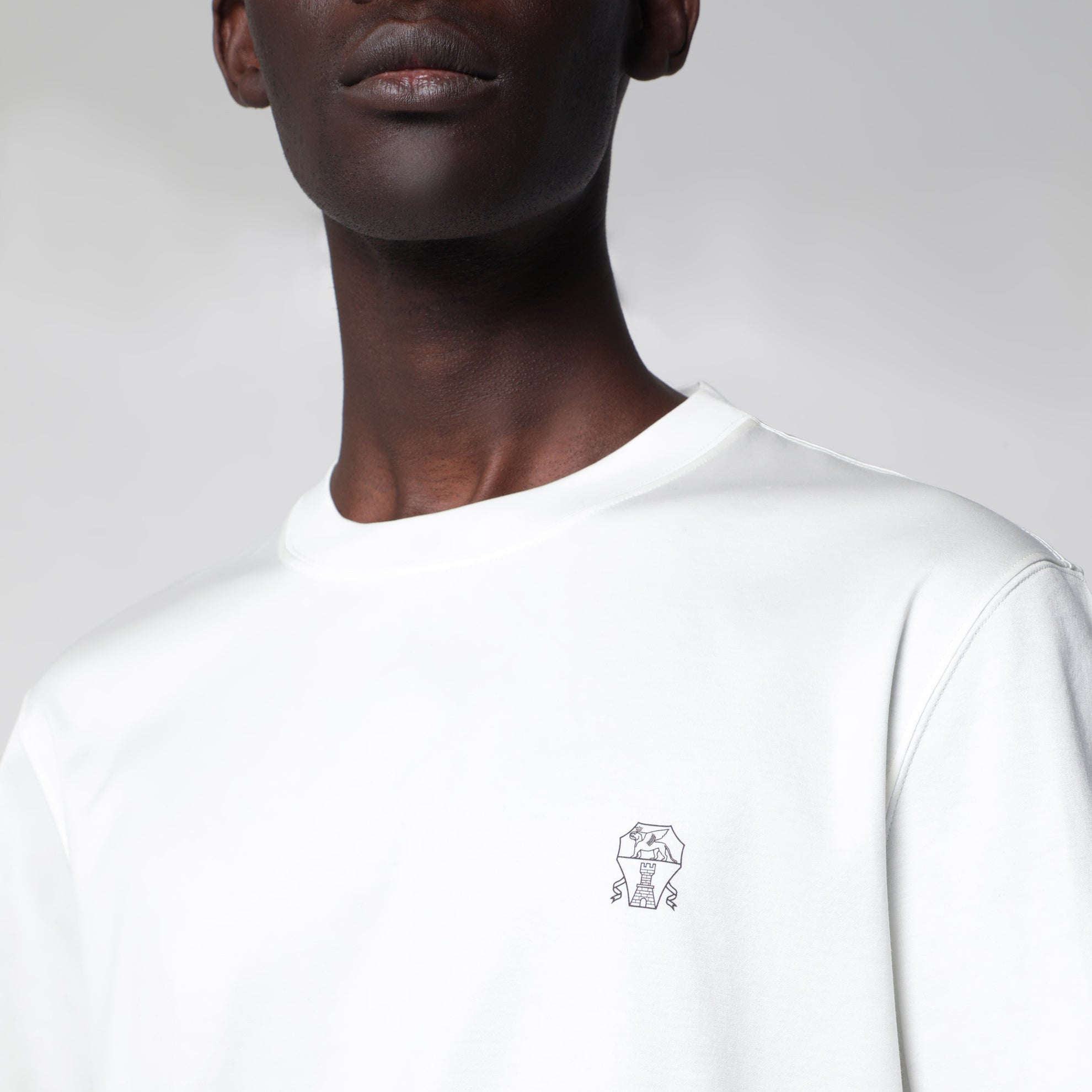 Crew-neck cotton jersey T-shirt with logo in off white