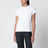 T-shirt bianca con girocollo con monile