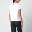 T-shirt bianca con girocollo con monile