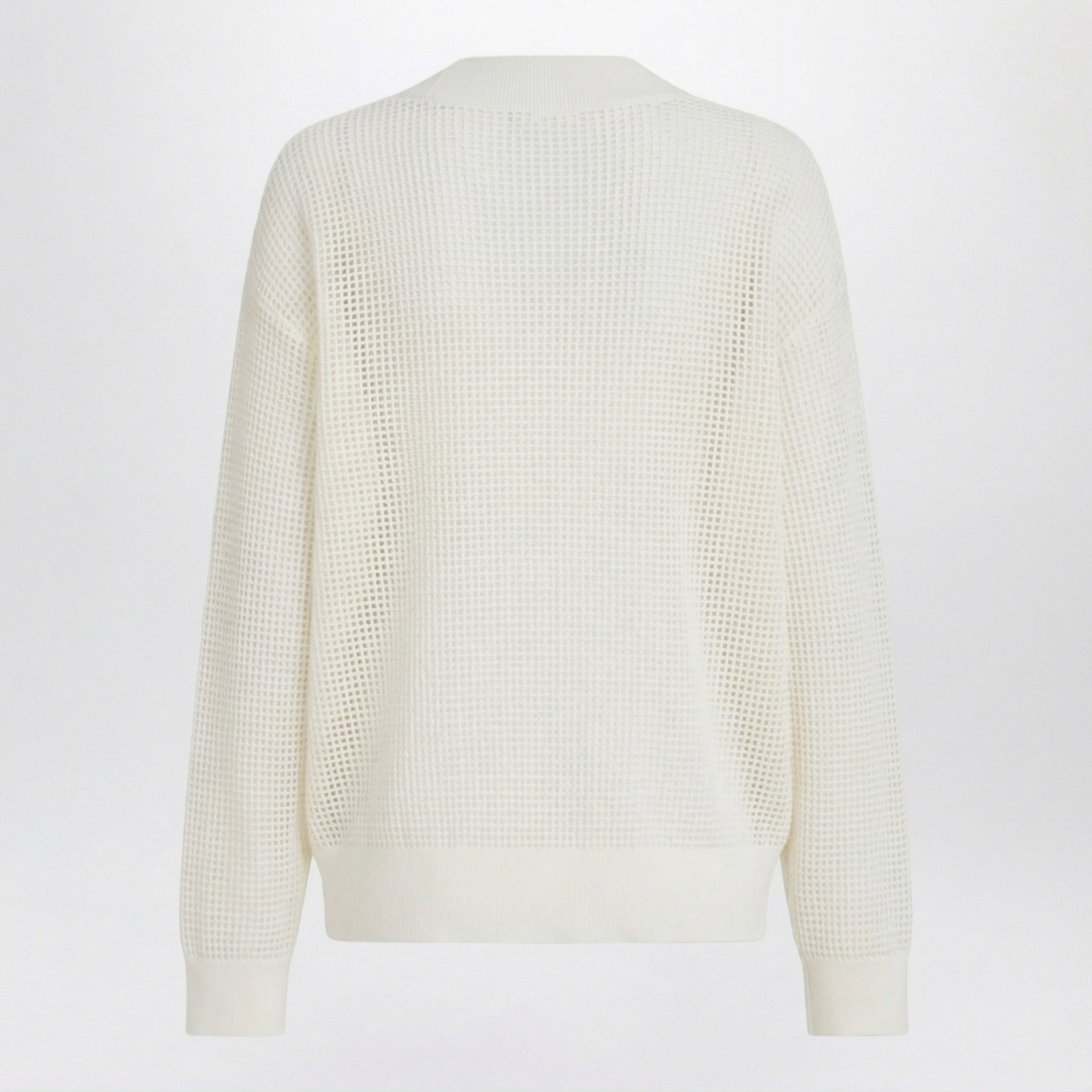 Maglia a rete di cashmere bianca